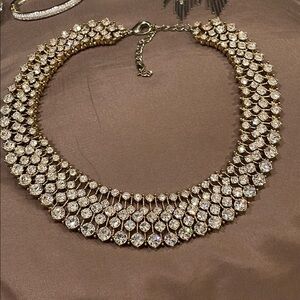 4.3.25_4 ABS Allen Schwartz Elegant Goldtone Rhinestone Collar Necklace